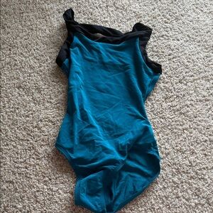 Natalie Dancewear Teal and Black Open Back Leotard